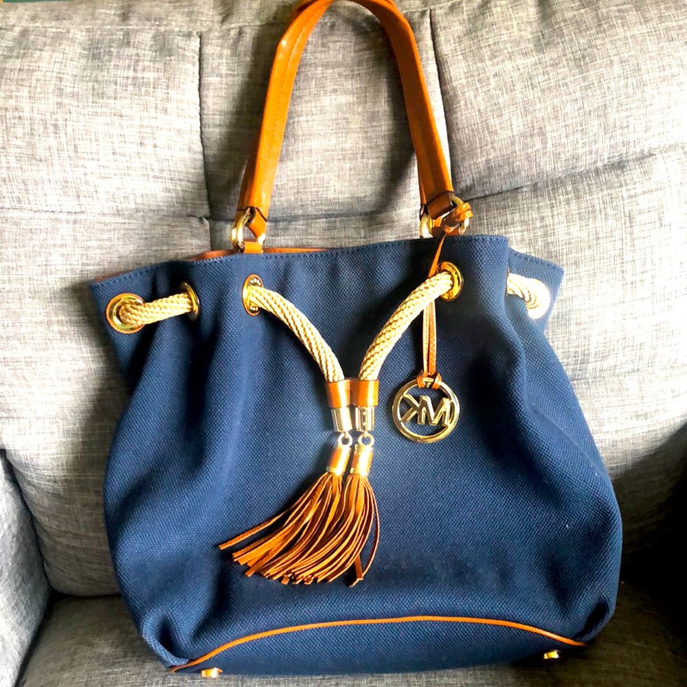 Michael Kors Blue Canvas Tote
